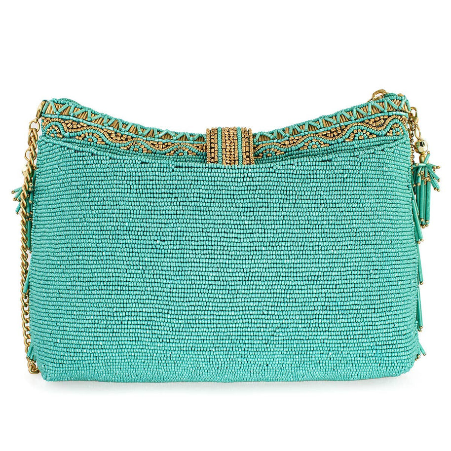 Turquoise Fringe Beaded Crossbody