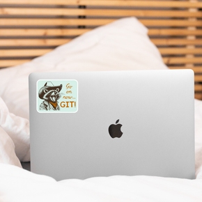 Go on now...GIT! Raccoon Cowboy Sticker