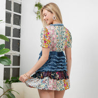Boho Patchwork Denim Top
