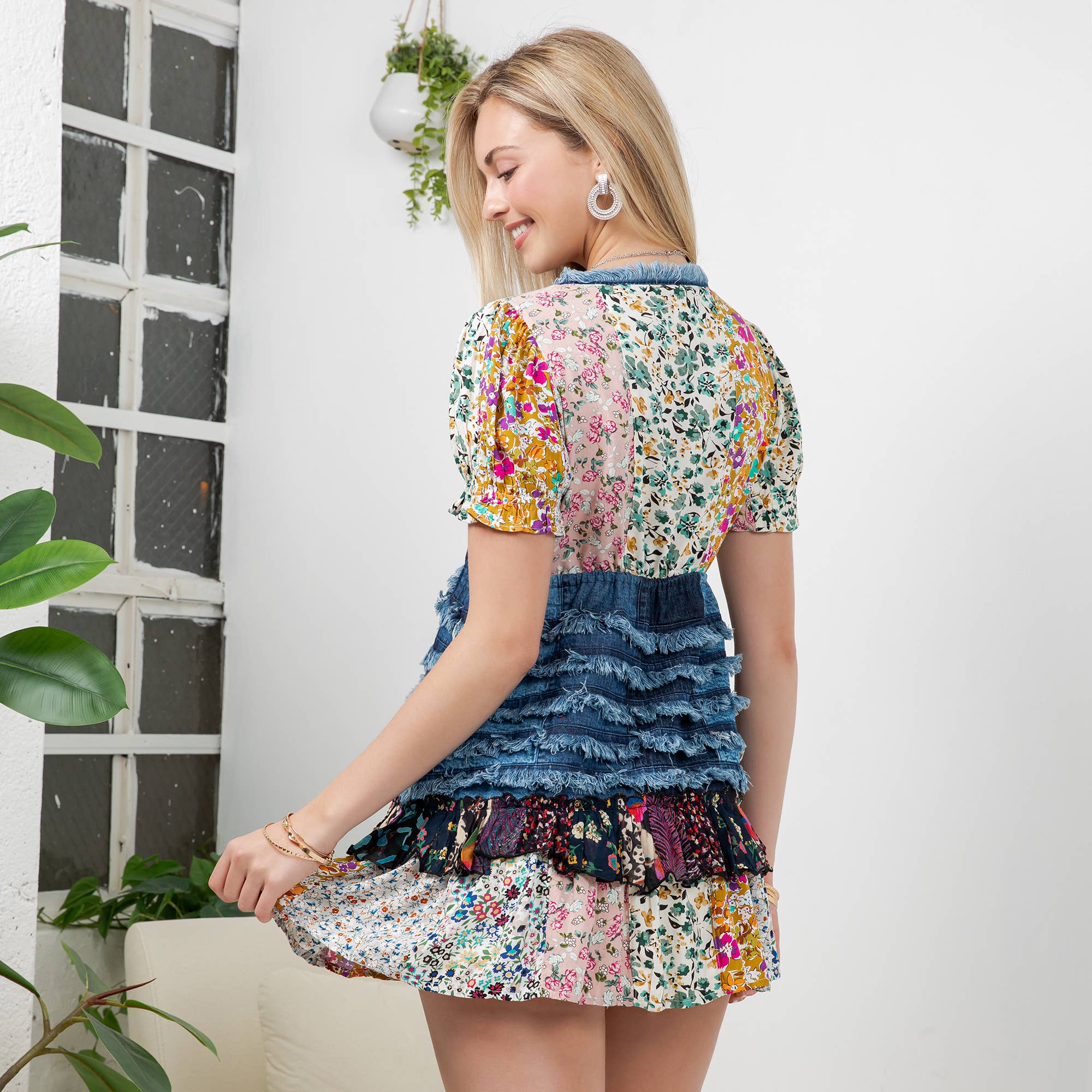Boho Patchwork Denim Top