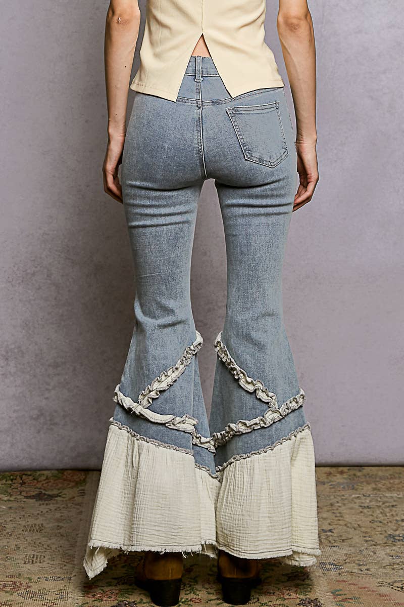 Vintage Washed Ruffle Jeans