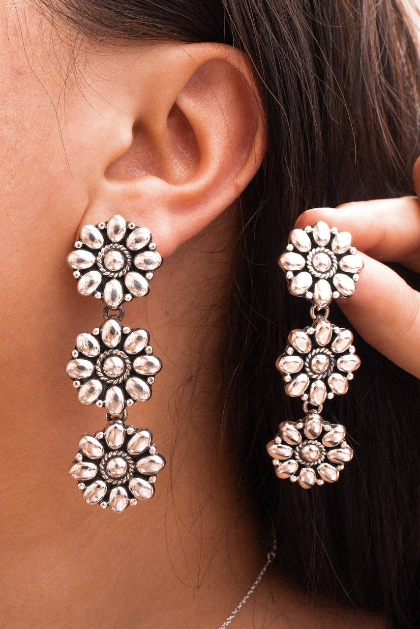 Sterling Flower Trio Earrings | By KKB