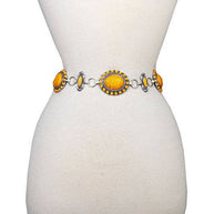 Oval Concho Belt with Faux Stone