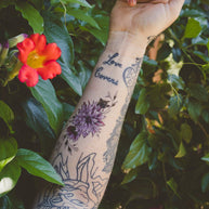 Tiny Intentions Be Here Now Dahlia Tattoo