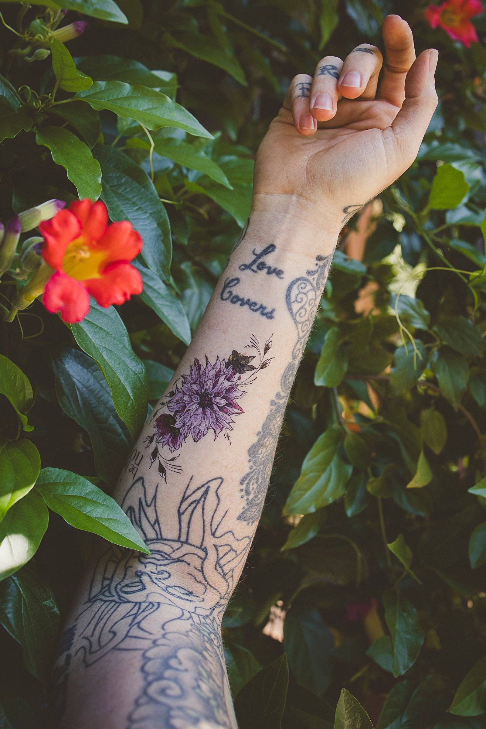 Tiny Intentions Be Here Now Dahlia Tattoo