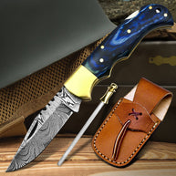 6.5' Handmade damascus folding knife, Pocket Knife