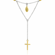 Sterling Silver Two Tone Rosary Necklace