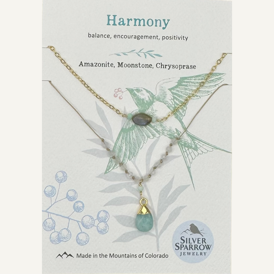 Gold Drop Layered Amazonite Necklace