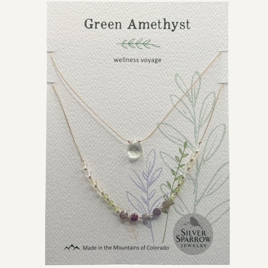 Green Amethyst double layer drop necklace