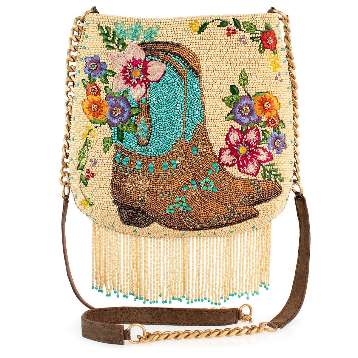 Hand-Beaded Cowboy Boots Crossbody