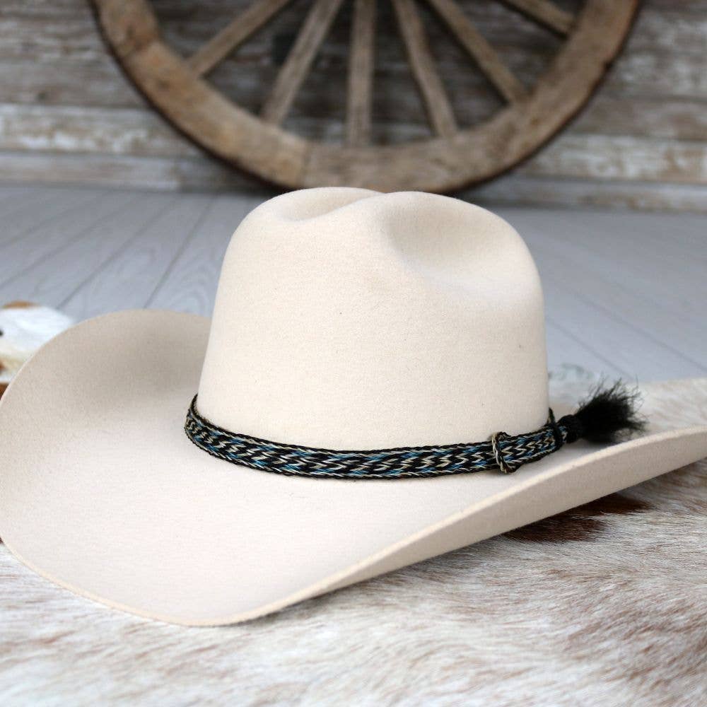 Horsehair Blue Braided Tassel Hat Band - Frost