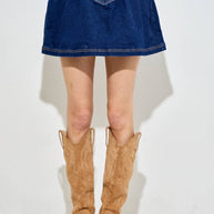 Lace Up Denim Mini Skirt