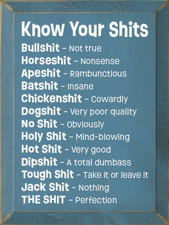 Know Your Shits Sign