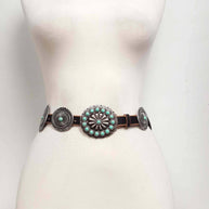 Distressed Leather Belt with Conchos