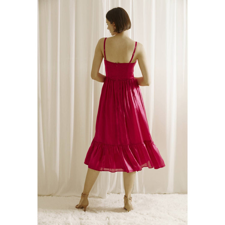 Bustier Midi Dress, Magenta