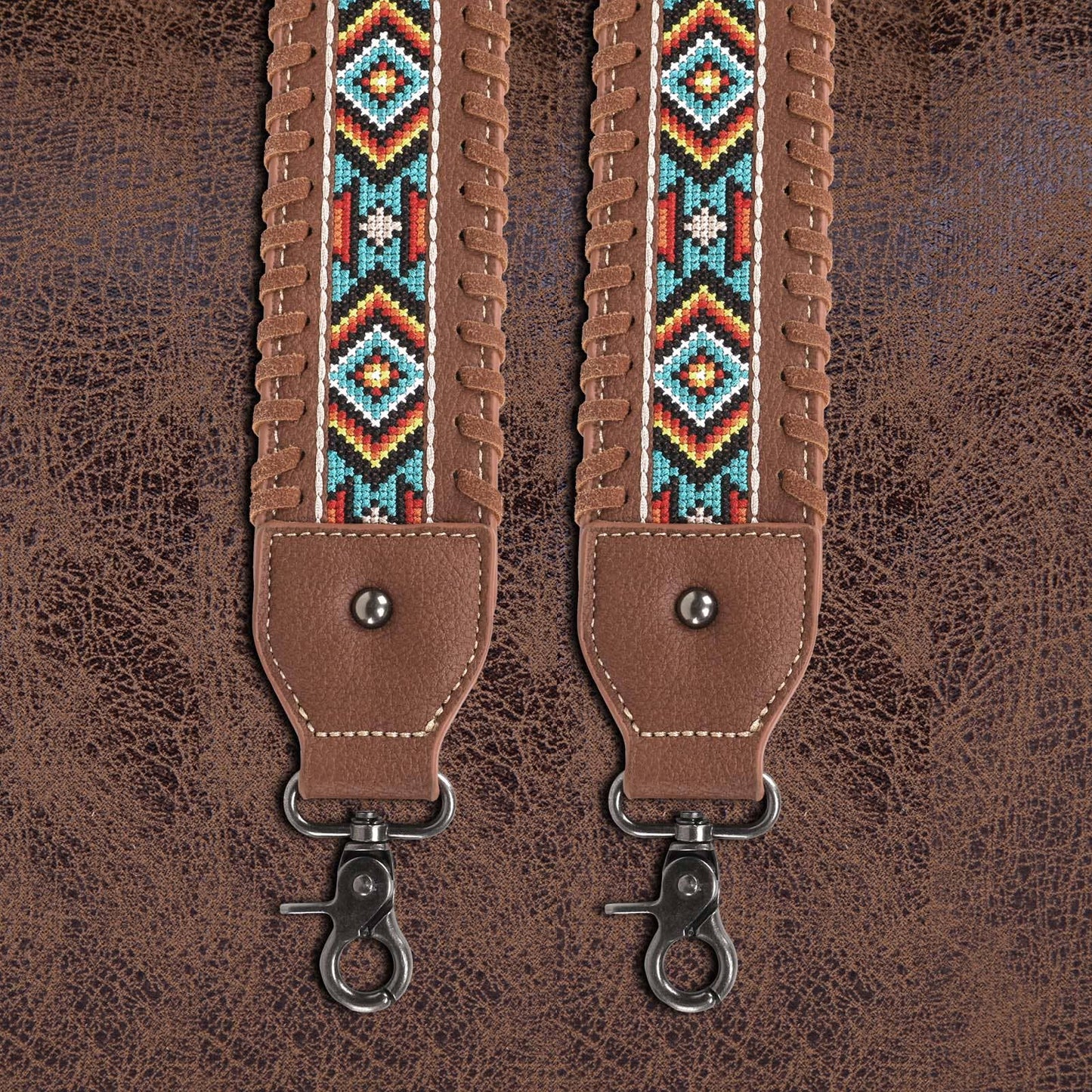 Western Guitar Style Embroidered Aztec Crossbody Strap: Cowgirl