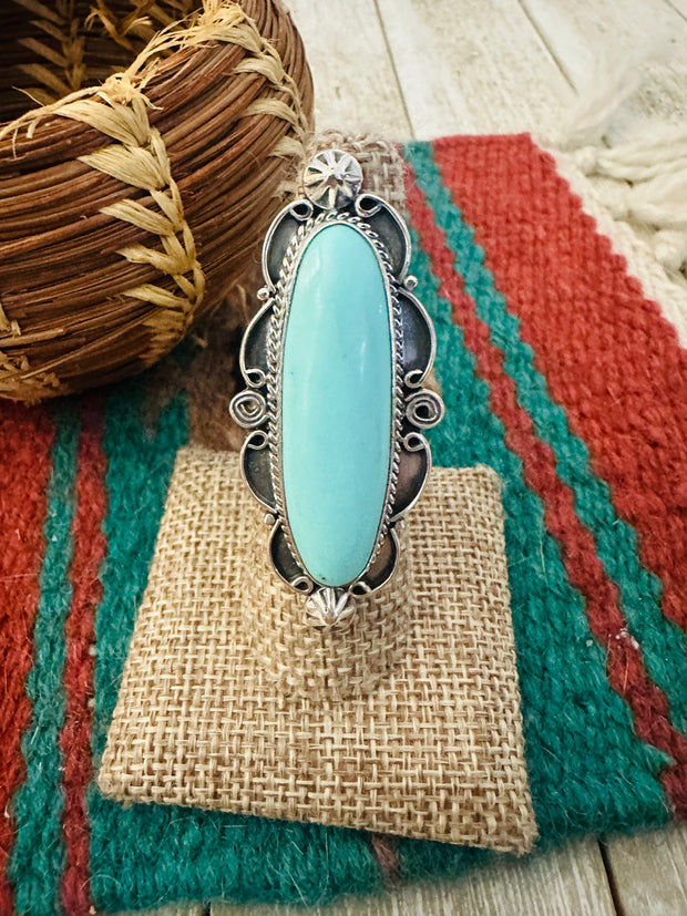 Handcrafted Kingman Turquoise & Sterling Silver Ring Size 7