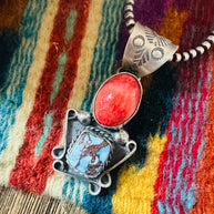 Handcrafted Sterling Silver, Spiny & Turquoise Pendant