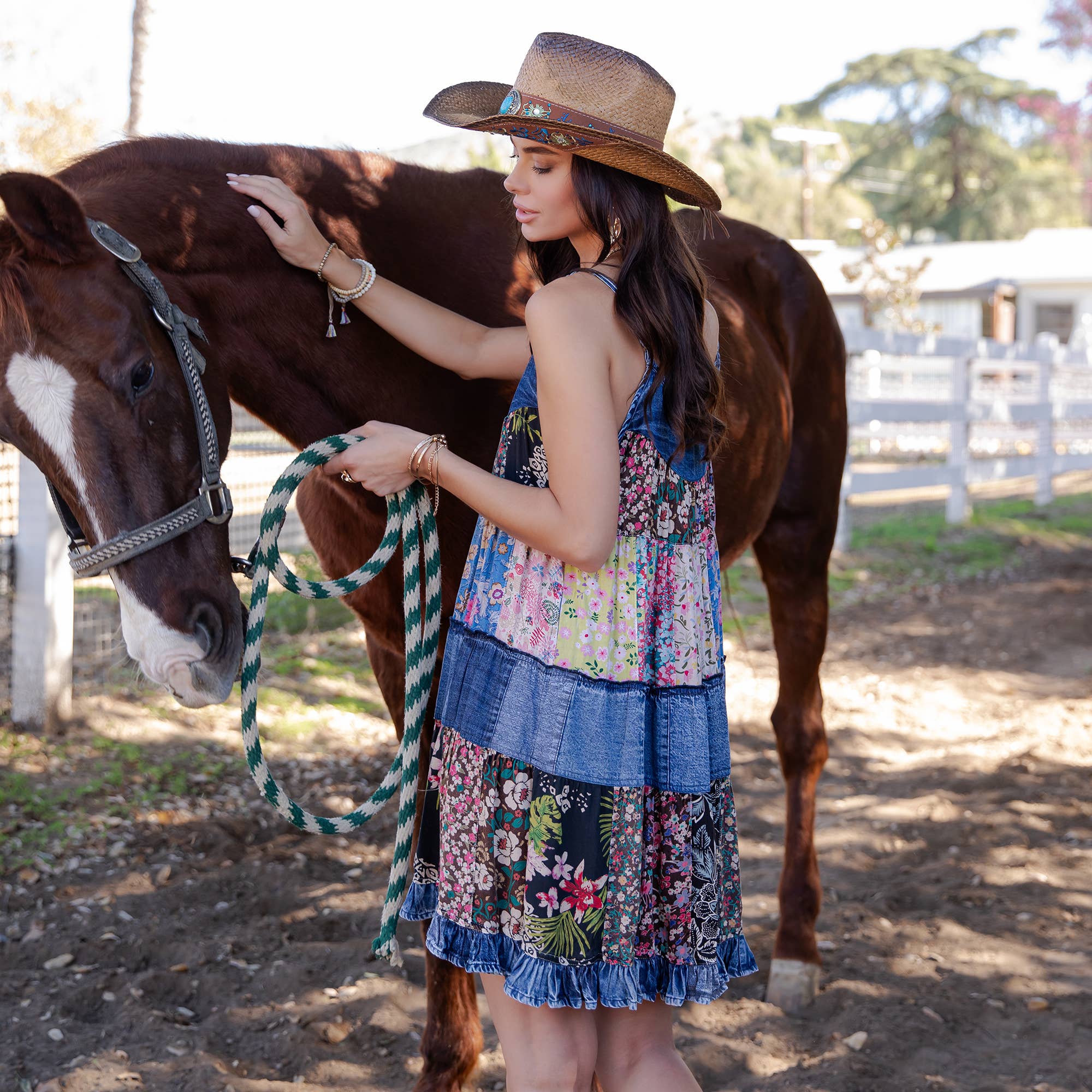 Babydoll Dress Denim Yoke