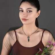 Moon and Star w/ Charcoal Glass Drop Necklace