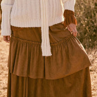 Faux Suede Tiered Maxi Skirt