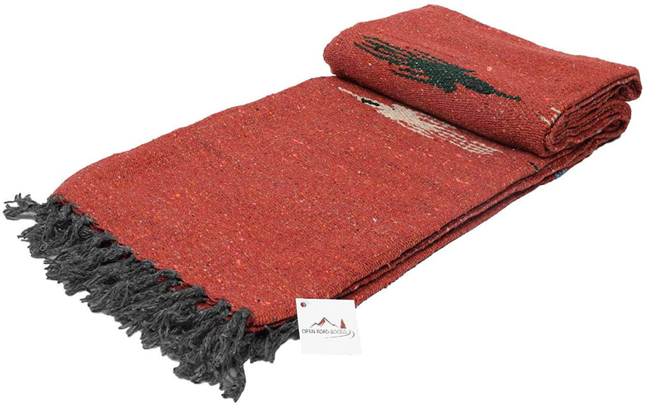 Rust Red Baja Thunderbird Mexican Blanket