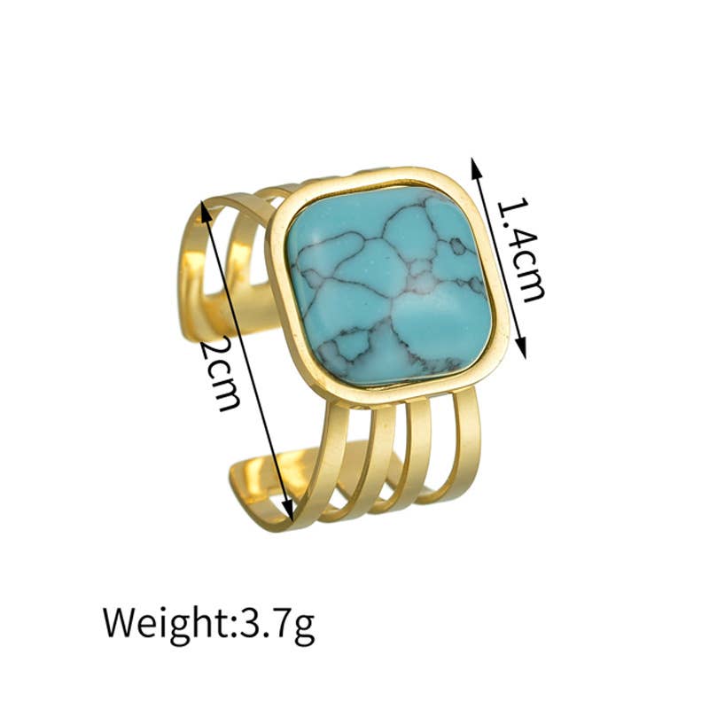 18K Gold-plated Stainless Steel Inlaid Stone Rings