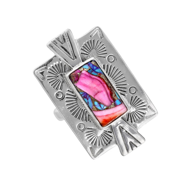 Pink Oyster Copper Turq. Sterling Ring