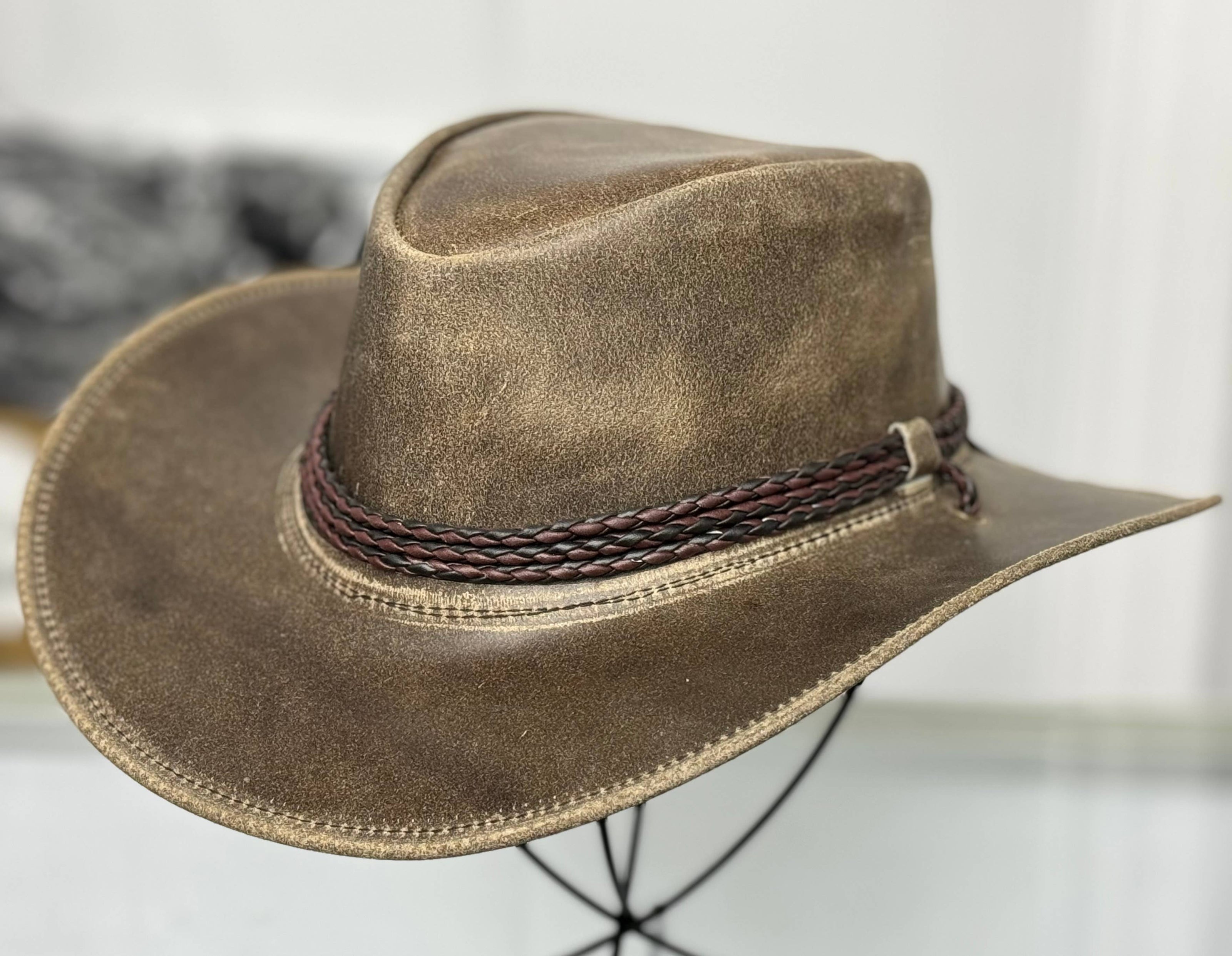 Banjo  Leather Cowboy Western Hat