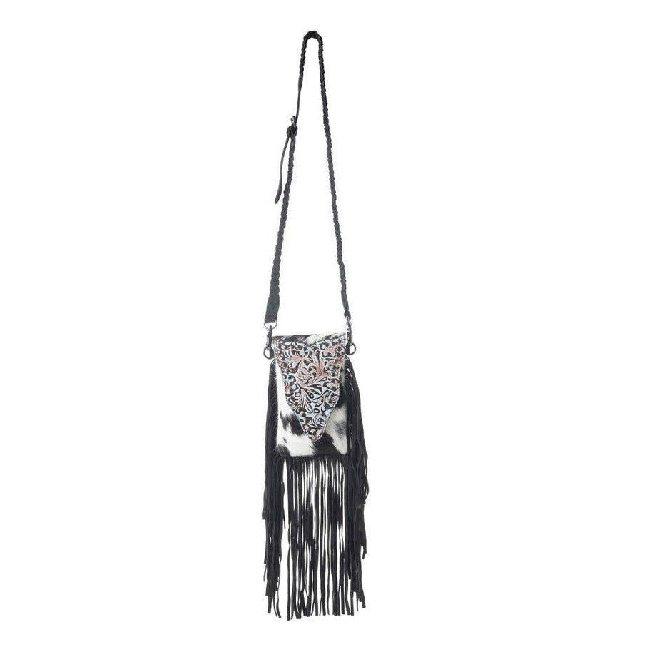 Dakota Drift Hair-on-Hide Purse,Ebony & White