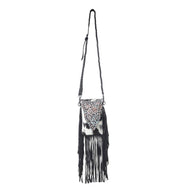 Dakota Drift Hair-on-Hide Purse,Ebony & White