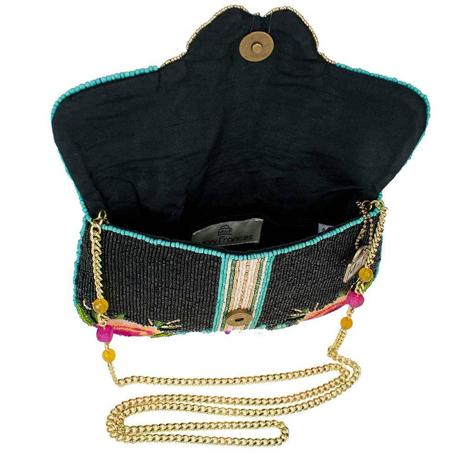 Hand-Beaded Black Butterfly Crossbody