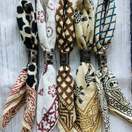 Boho Bandanas With Cowhide Leather Slides