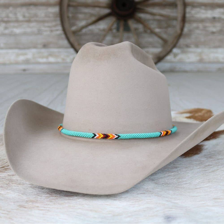 Round Beaded Turquoise Hat Band