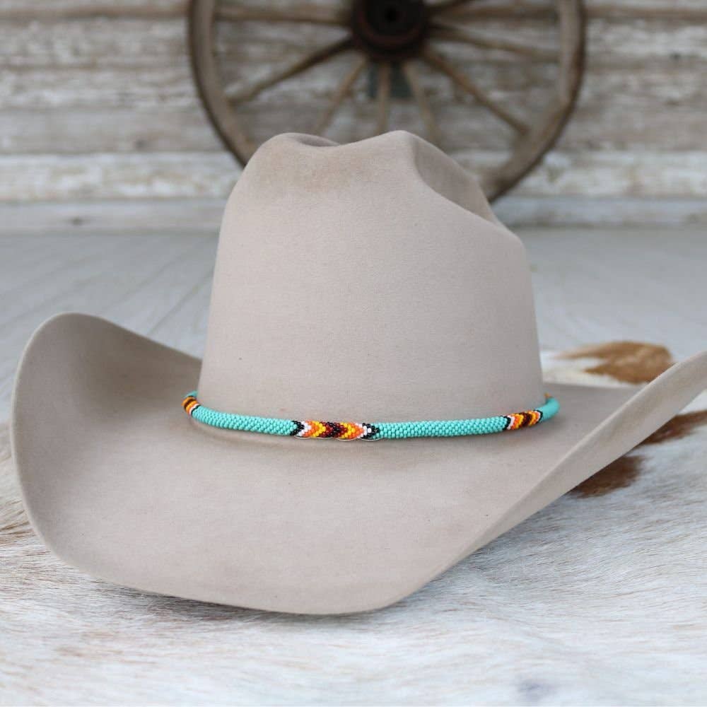 Round Beaded Turquoise Hat Band