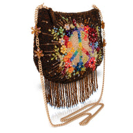 Peace & Light beaded peace sign crossbody bag