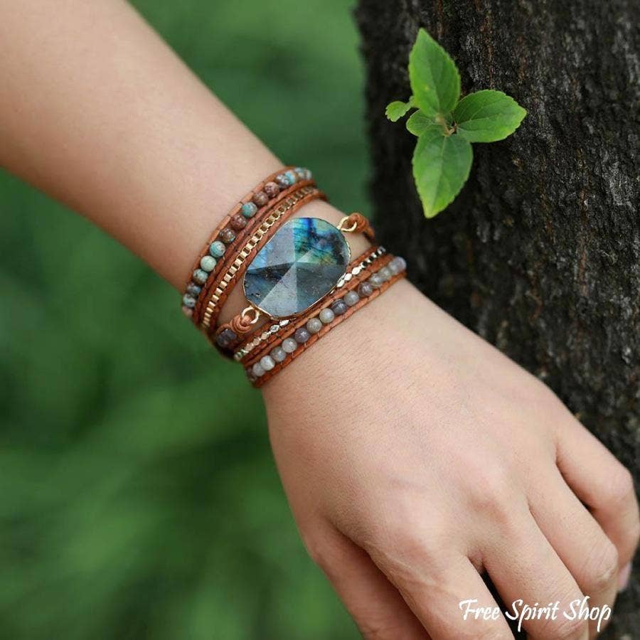 Labradorite Agate & Jasper Wrap Bracelet