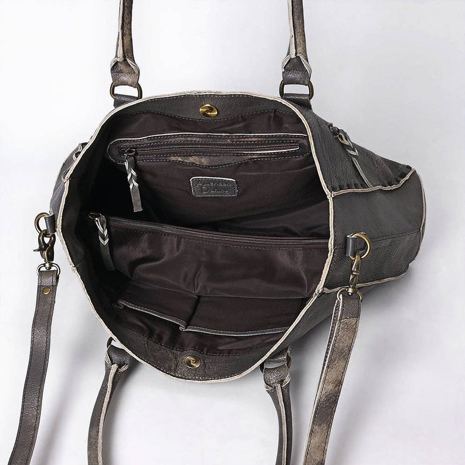 Genuine Leather Tote with Fringe