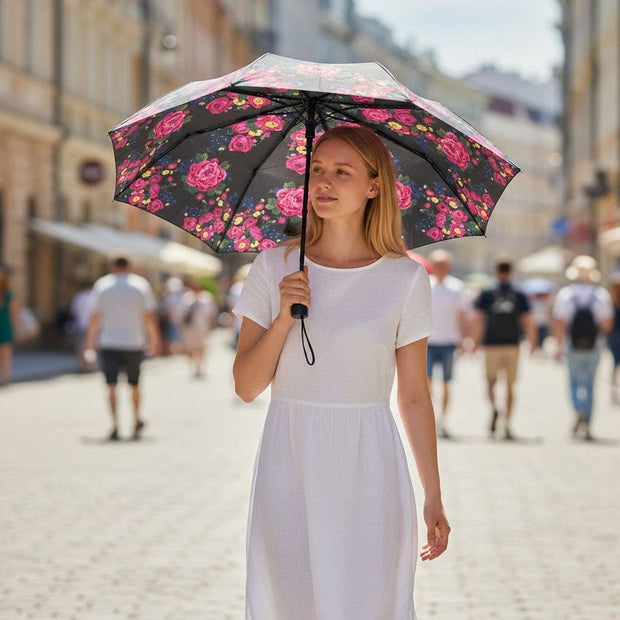 Floral Black Umbrella