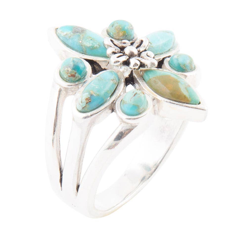 Blue Turquoise and Sterling Silver Statement Ring