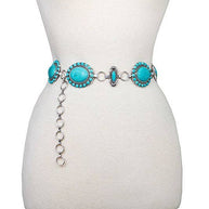 Oval Concho Belt with Faux Stone