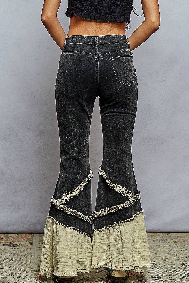 Vintage Washed Ruffle Jeans