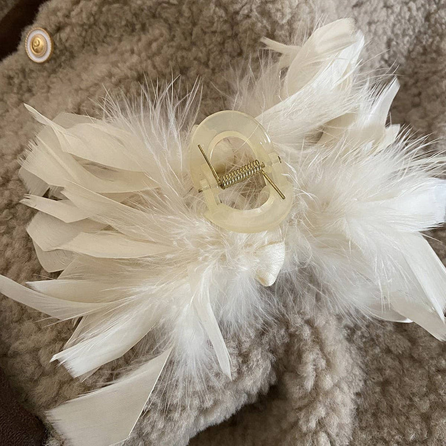 French Ostrich Feather Hair Claw