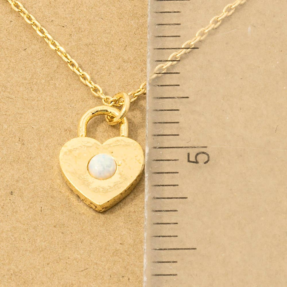 Gold Dipped Dainty Heart Lock Necklace