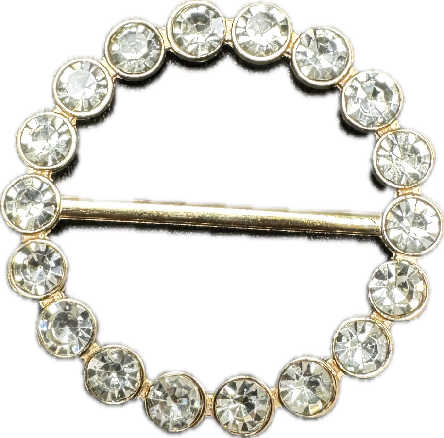 Tee Tie Round Gold with Blingy Clear Rhinestones