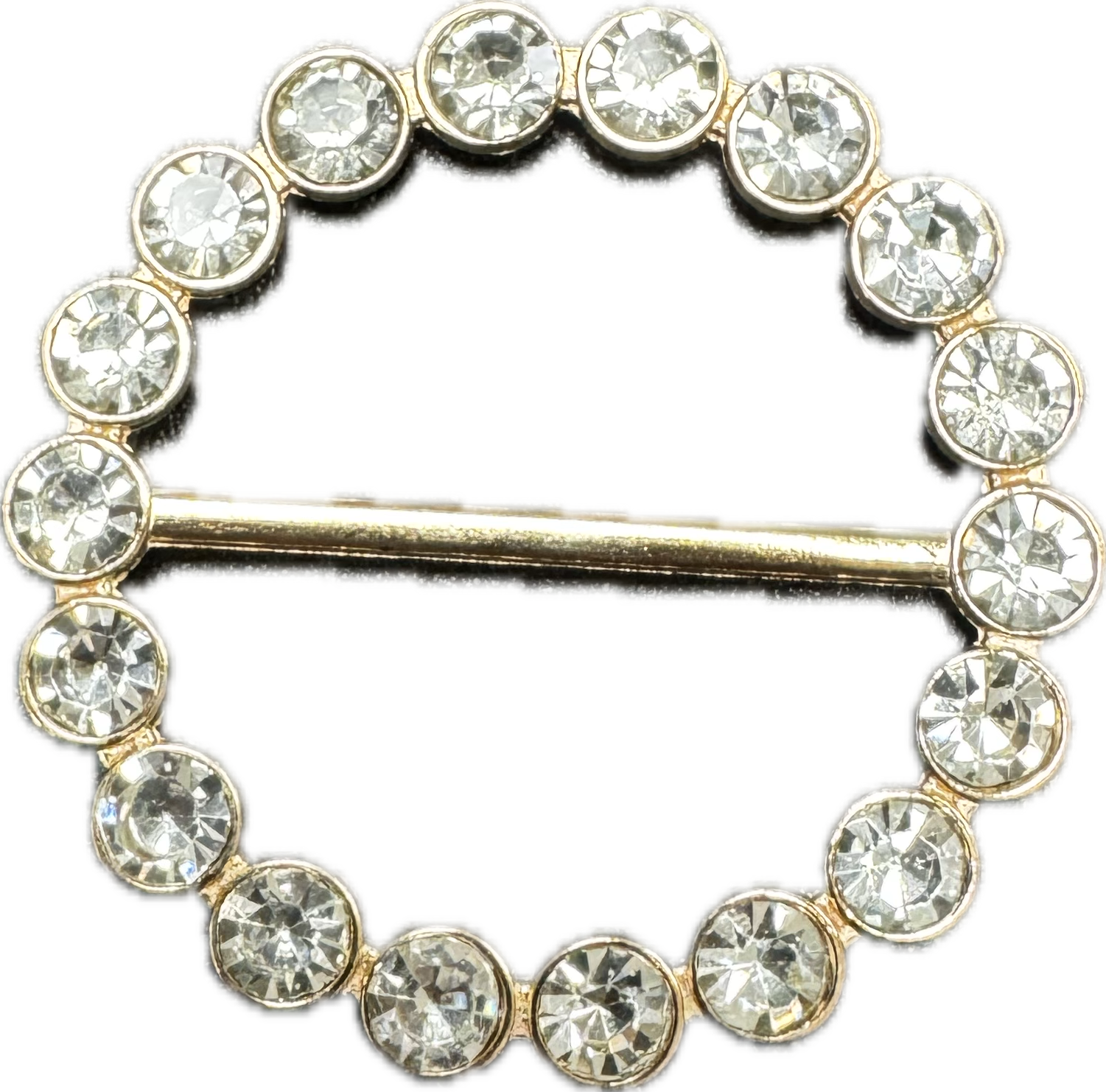 Tee Tie Round Gold with Blingy Clear Rhinestones