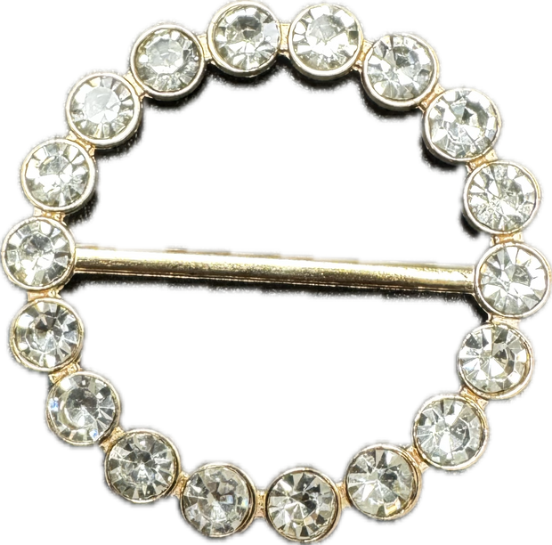 Tee Tie Round Gold with Blingy Clear Rhinestones