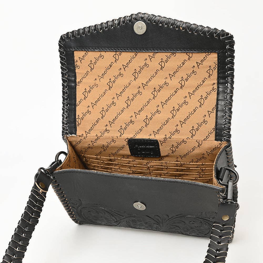 Black Leather Crossbody/Wallet