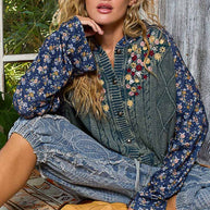 Embroidered Floral Patwork Sweater