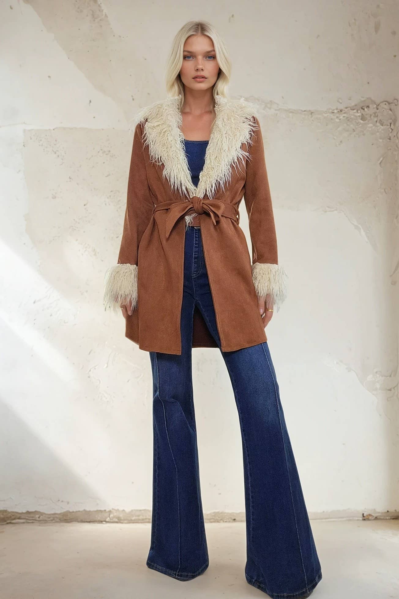 Penny Lane Faux Suede Fur Coat